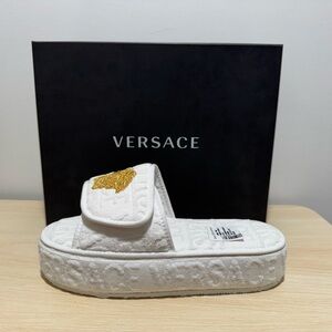 Versace Medusa Insignia Terry Cloth Slides Unisex